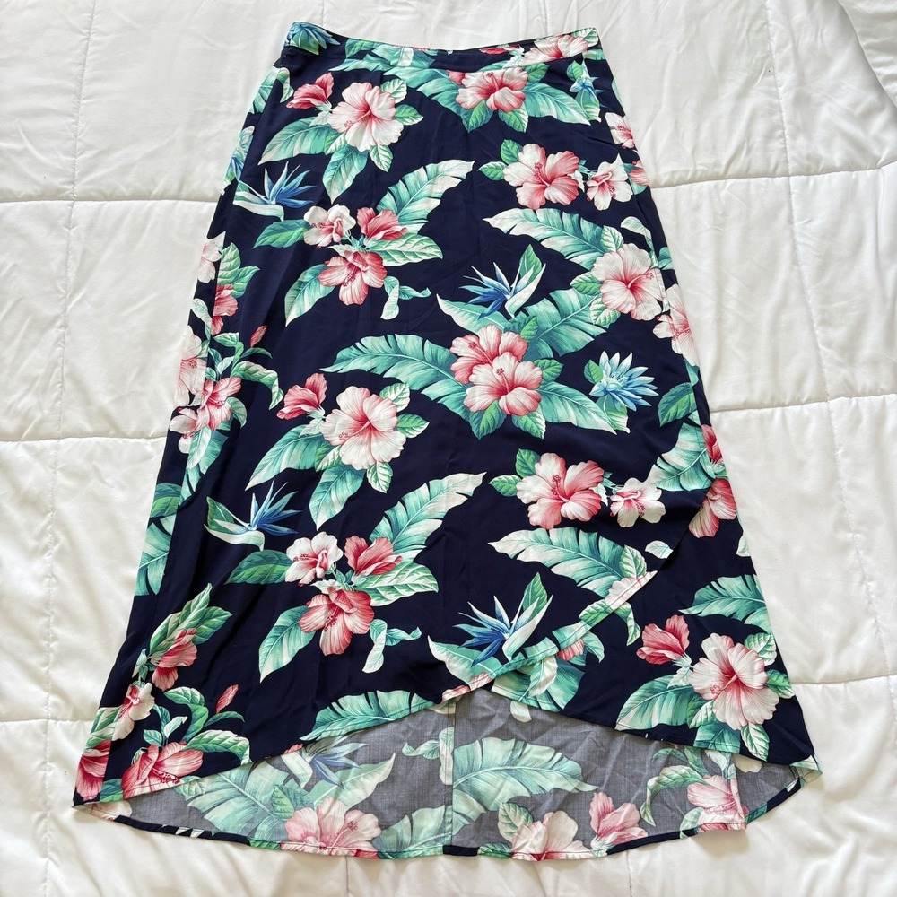 Tommy Bahama Maxi Skirt Womens 10 Blue Floral Tropical Feminine Dainty Hippie - Picture 1 of 7
